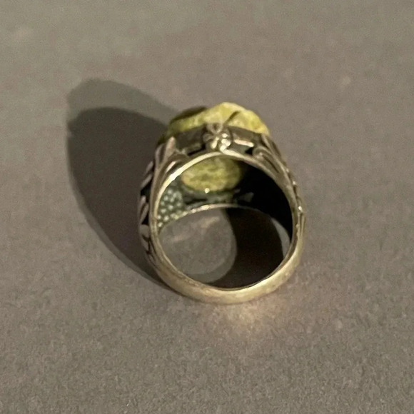 Green rose 🌹925 silver cocktail ring size 6. Made in Ireland & hallmark stamps. - Picture 6 of 14